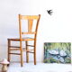 Chaise bistrot des années 50 en bois patiné