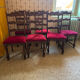 6 antique wooden and fabric chairs