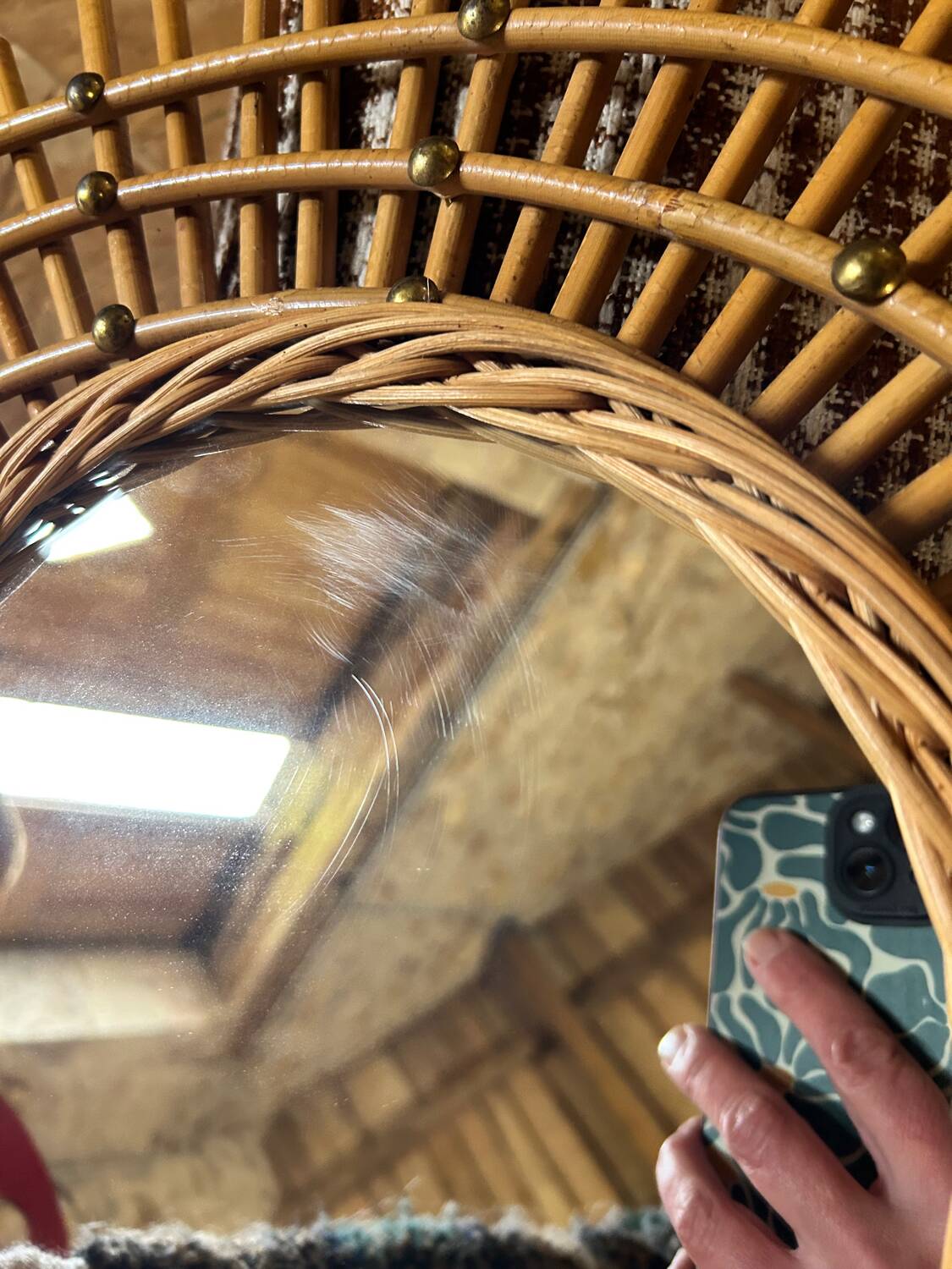 Vintage rattan sunburst mirror