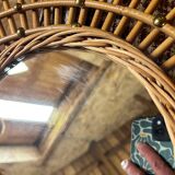 Vintage rattan sunburst mirror