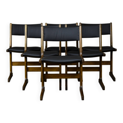 Ensemble de 6 chaises de salle à manger Farstrup, Danemark, années 1960 – Palissandre et cuir italien