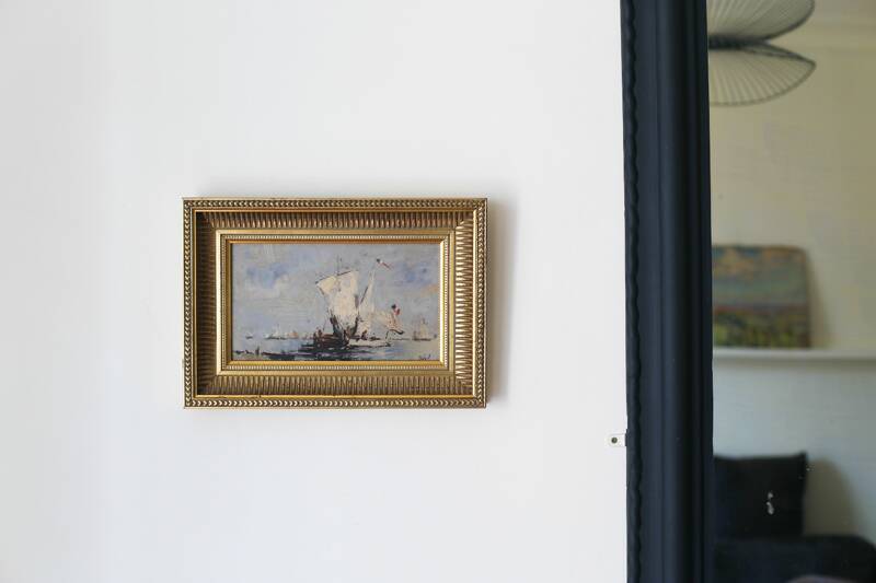 Bazil (20th century) oil on panel 'French boats setting out to sea'