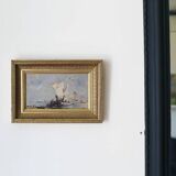 Bazil (20th century) oil on panel 'French boats setting out to sea'