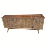 Enfilade / buffet, by Rafael García Nicolau, carved oak, Mid-century, 1970s – Spain