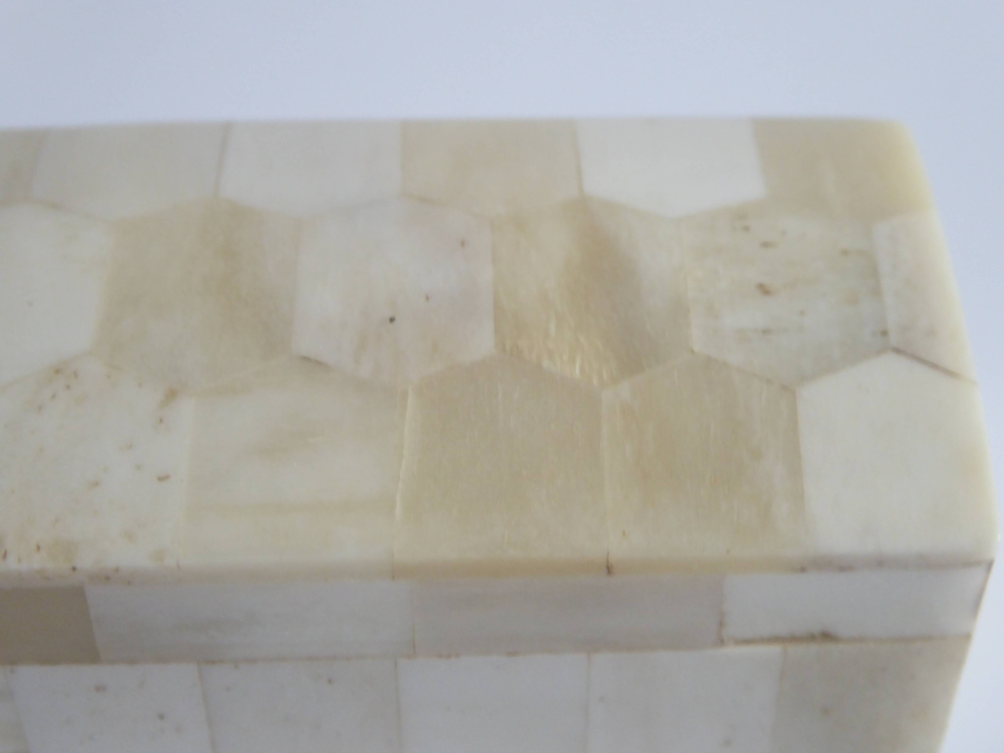 Rectangular box in white horn and wood