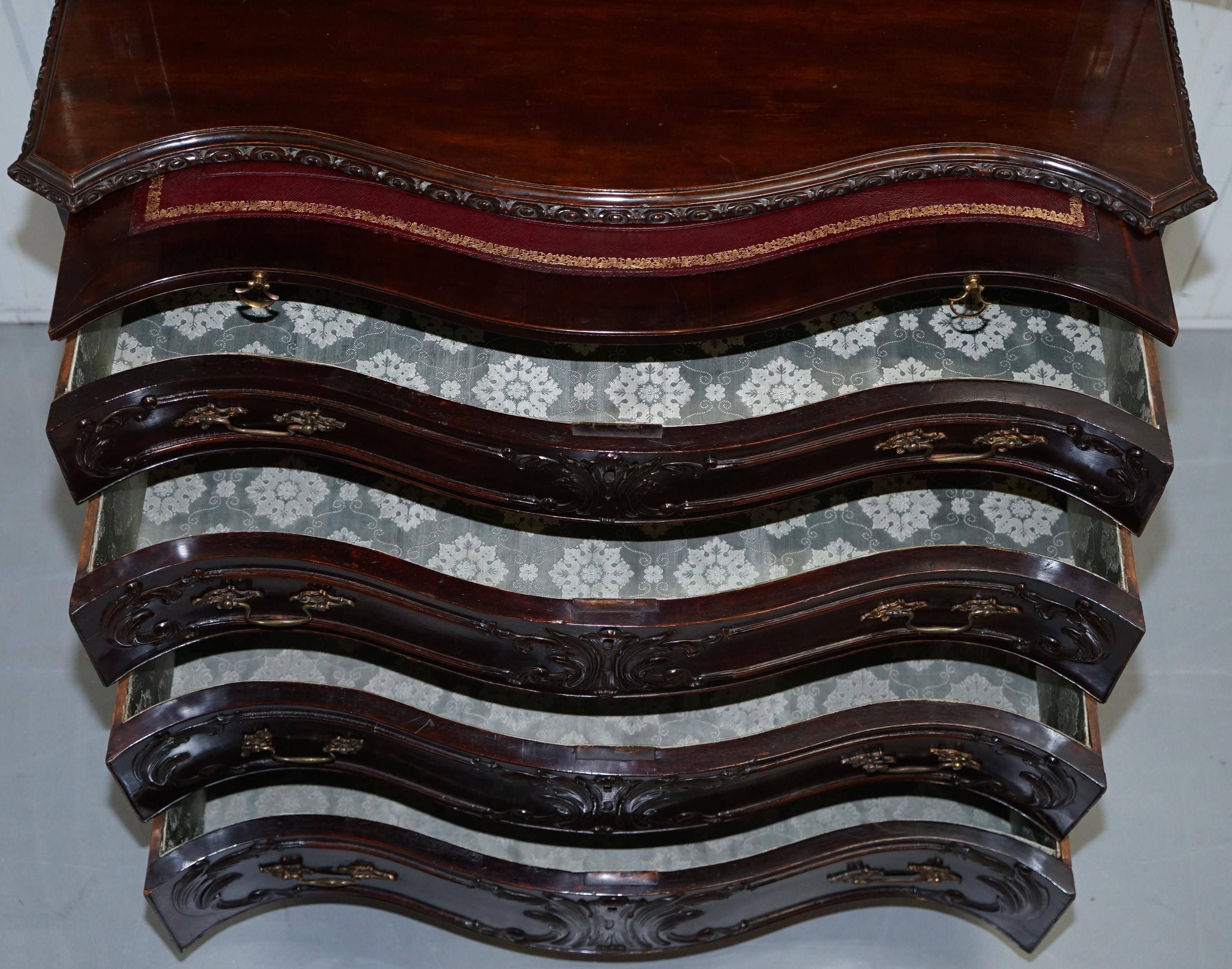 George III Library Thomas Chippendale in Hardwood on Serpentine Chest of Drawers