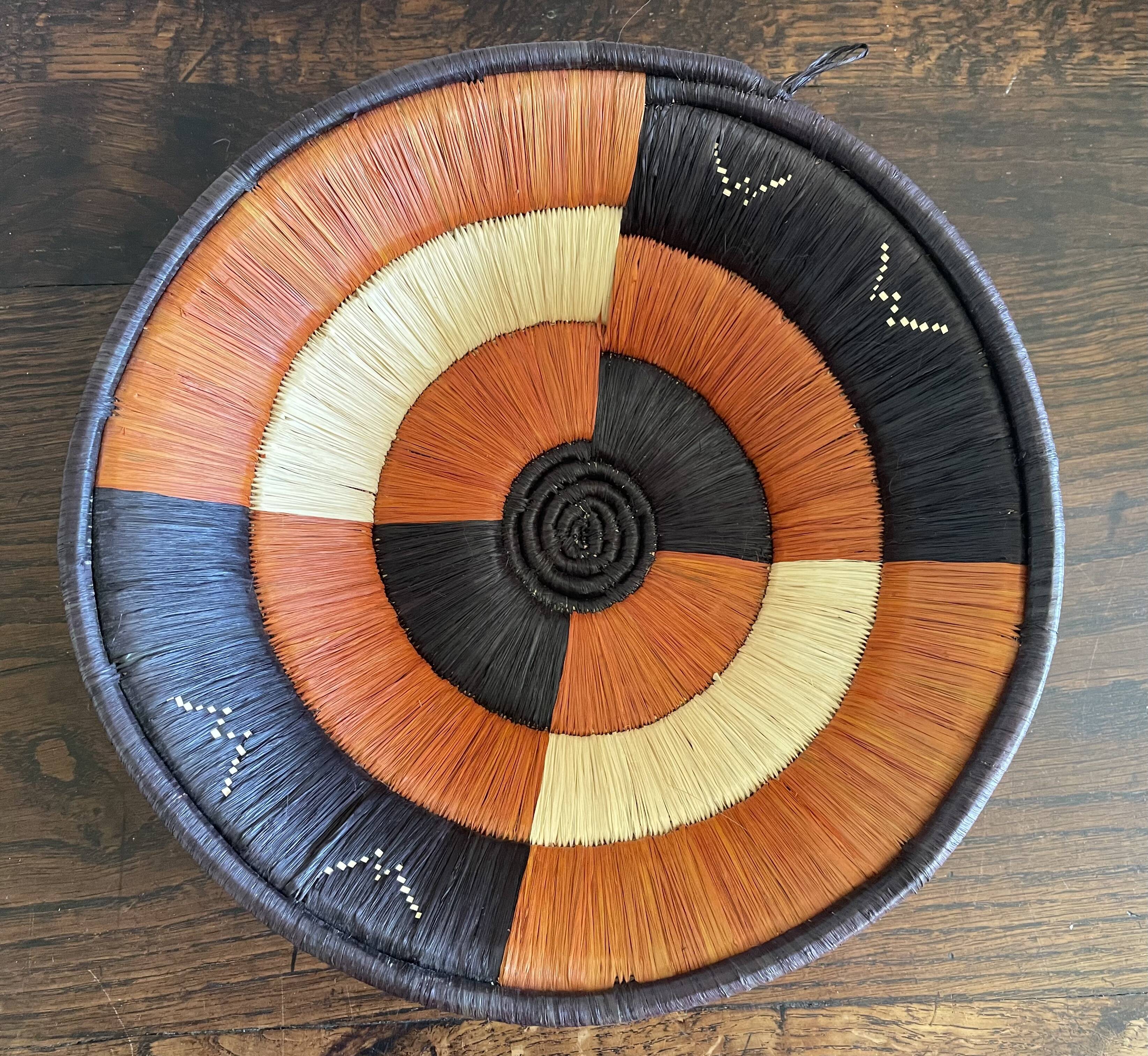 Vintage woven raffia basket