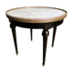 Coffee table in wood, white marble and brass