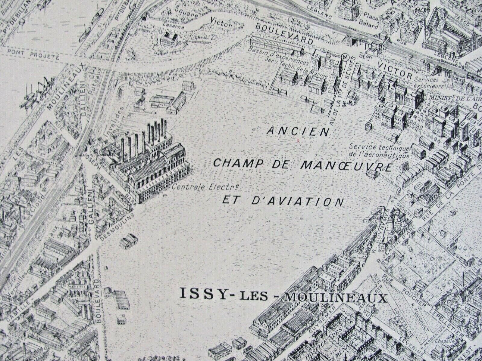 Plan Paris to Bird's Flight by Peltier: Issy les M. Les Invalides Le Champ de Mars, Montparnasse