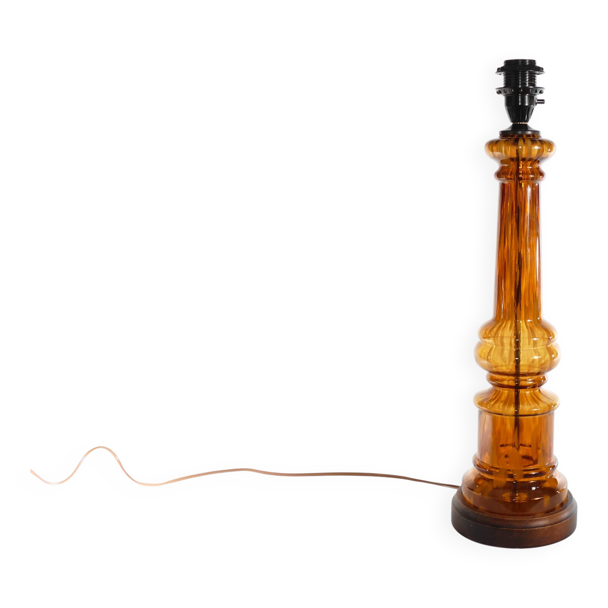 Scandinavian Modern Amber Glass Table Lamp by Miranda, 1970s