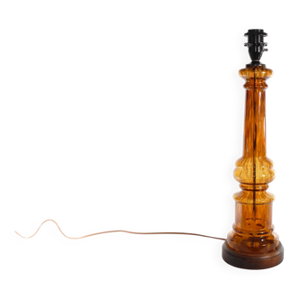 Scandinavian Modern Amber Glass Table Lamp by Miranda, 1970s