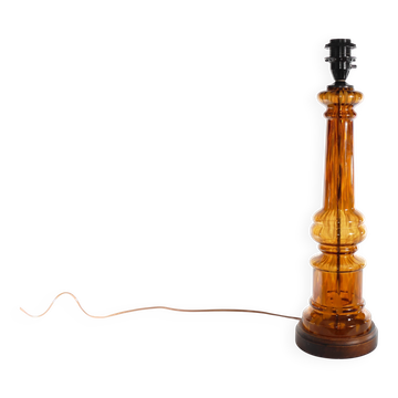 Scandinavian Modern Amber Glass Table Lamp by Miranda, 1970s