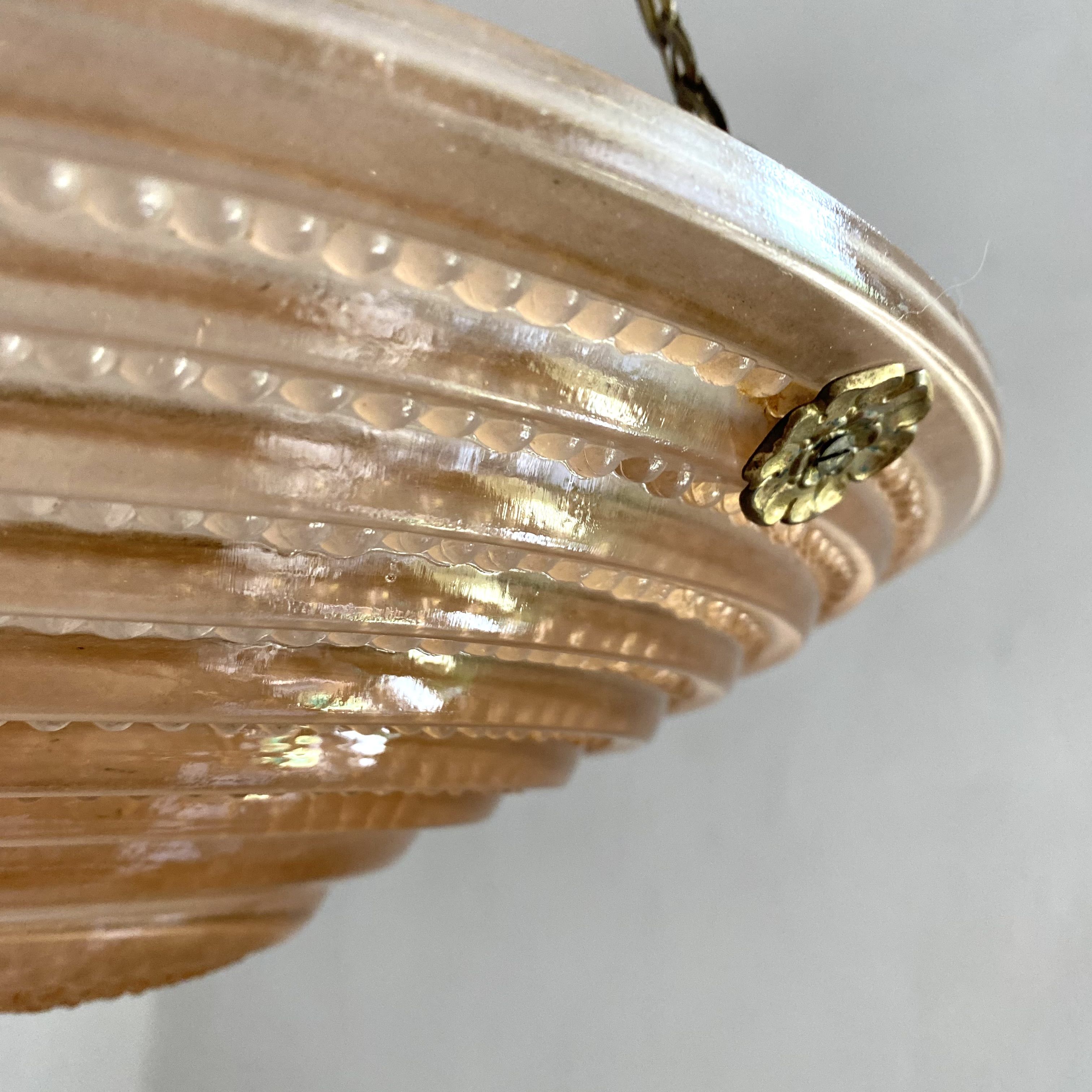 Art Deco suspension basin pink glass Lauris France
