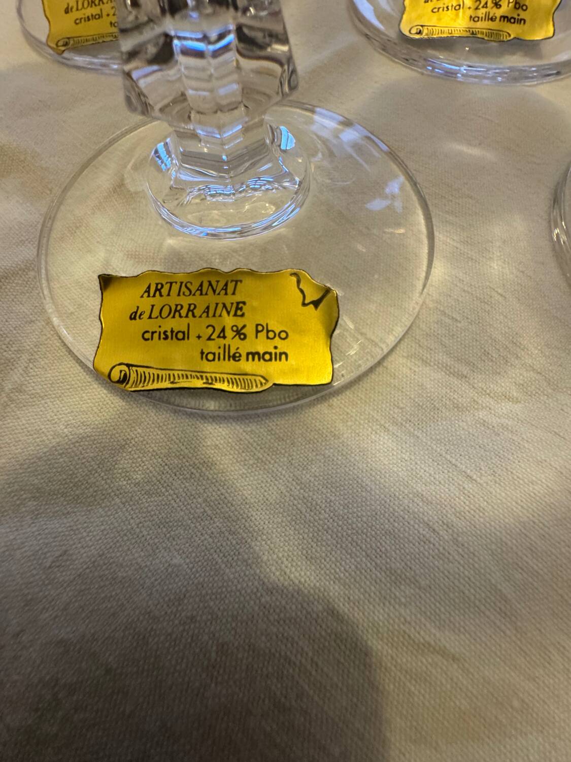 Set of 6 crystal champagne glasses, 1960s.