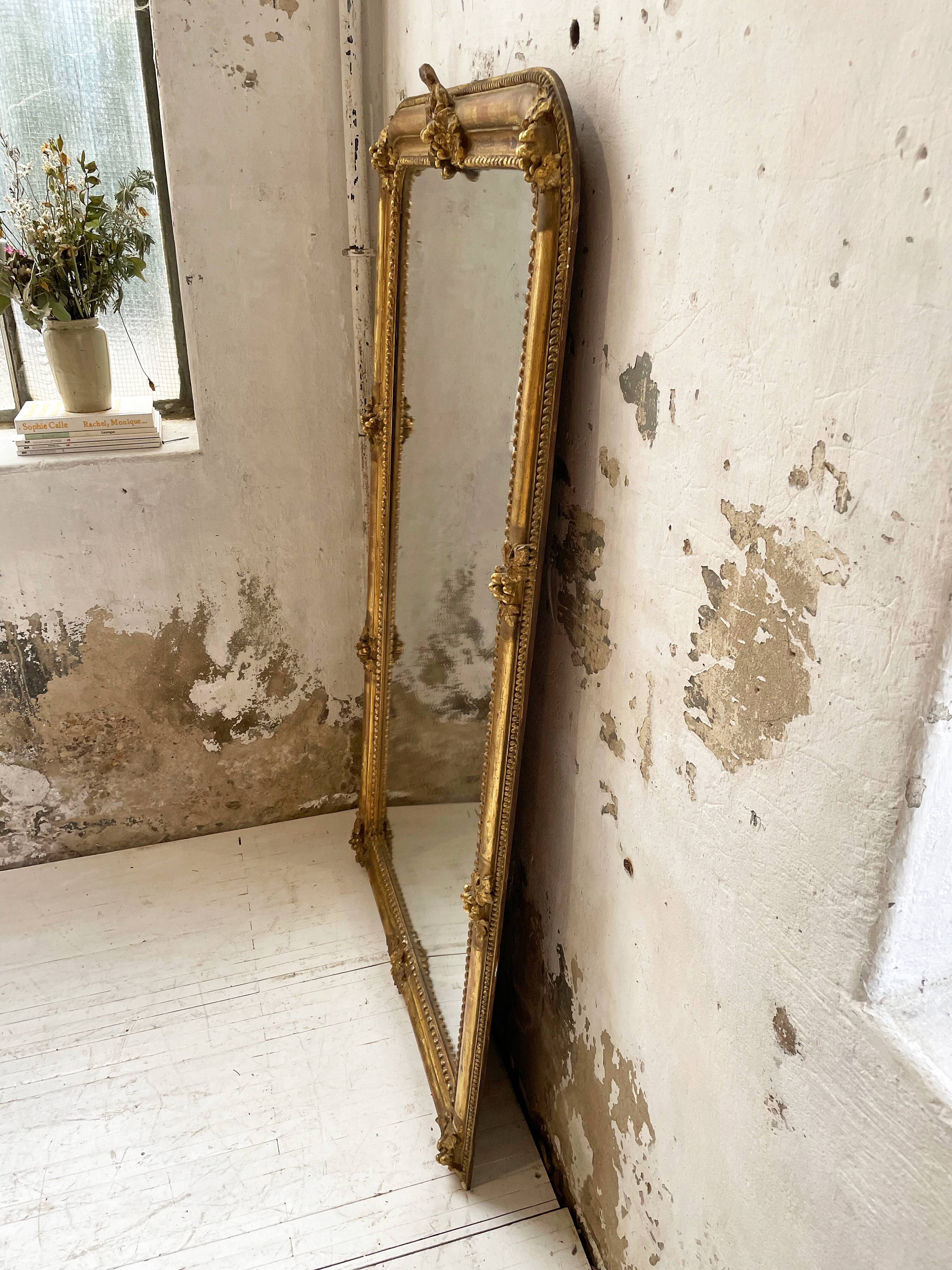 Louis Philippe Flowered Mirror 19th 84x150cm