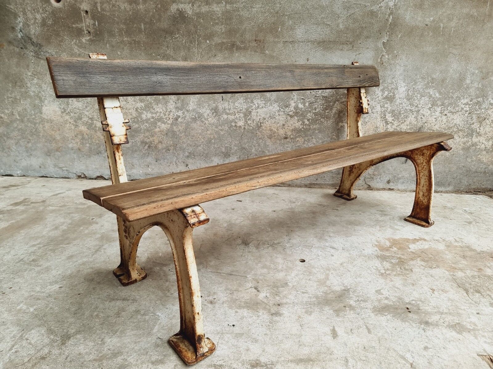 Old garden bench park bench oak with cast iron 160 cm