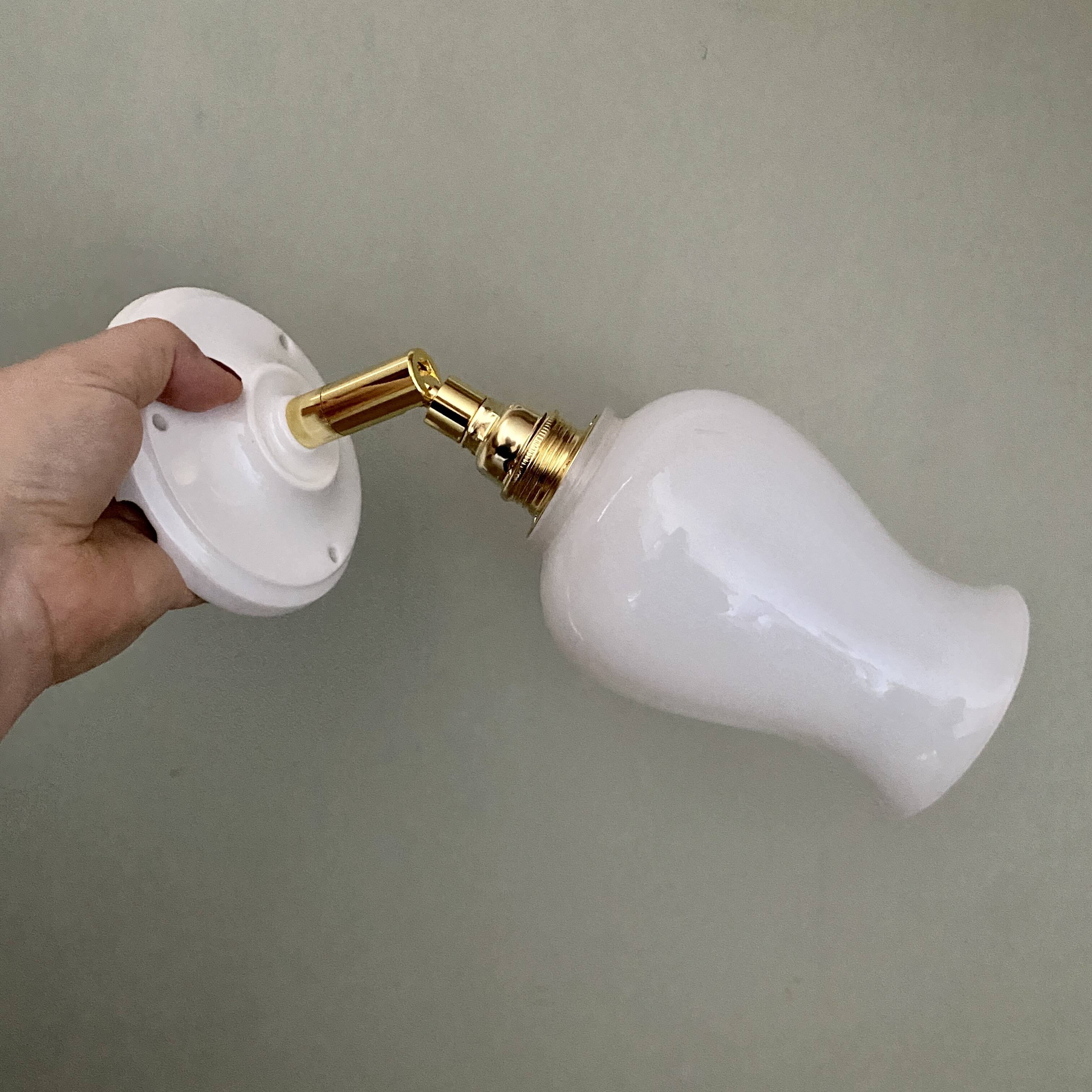 Vintage tulip wall lamp in white opaline