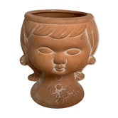 Tête fillette cache pot vase terracotta terre cuite