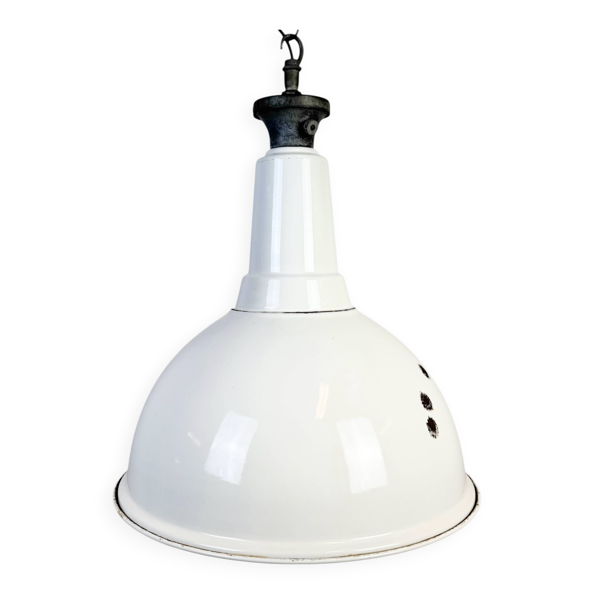 Large Industrial British White Enamel Pendant Lamp from Benjamin, 1960s