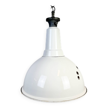 Large Industrial British White Enamel Pendant Lamp from Benjamin, 1960s