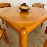 Old dining table with extension Scandinavian design from the 70s solid beech