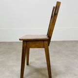 6 brutalist solid wood chairs