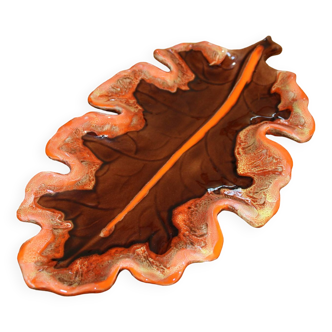 Coupe à fruit céramique de vallauris en forme de feuille (45 x 25 cm)