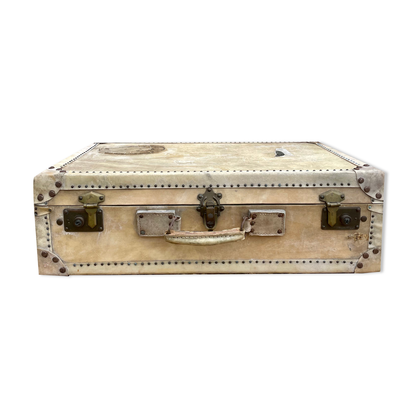 Old wood and leather suitcase