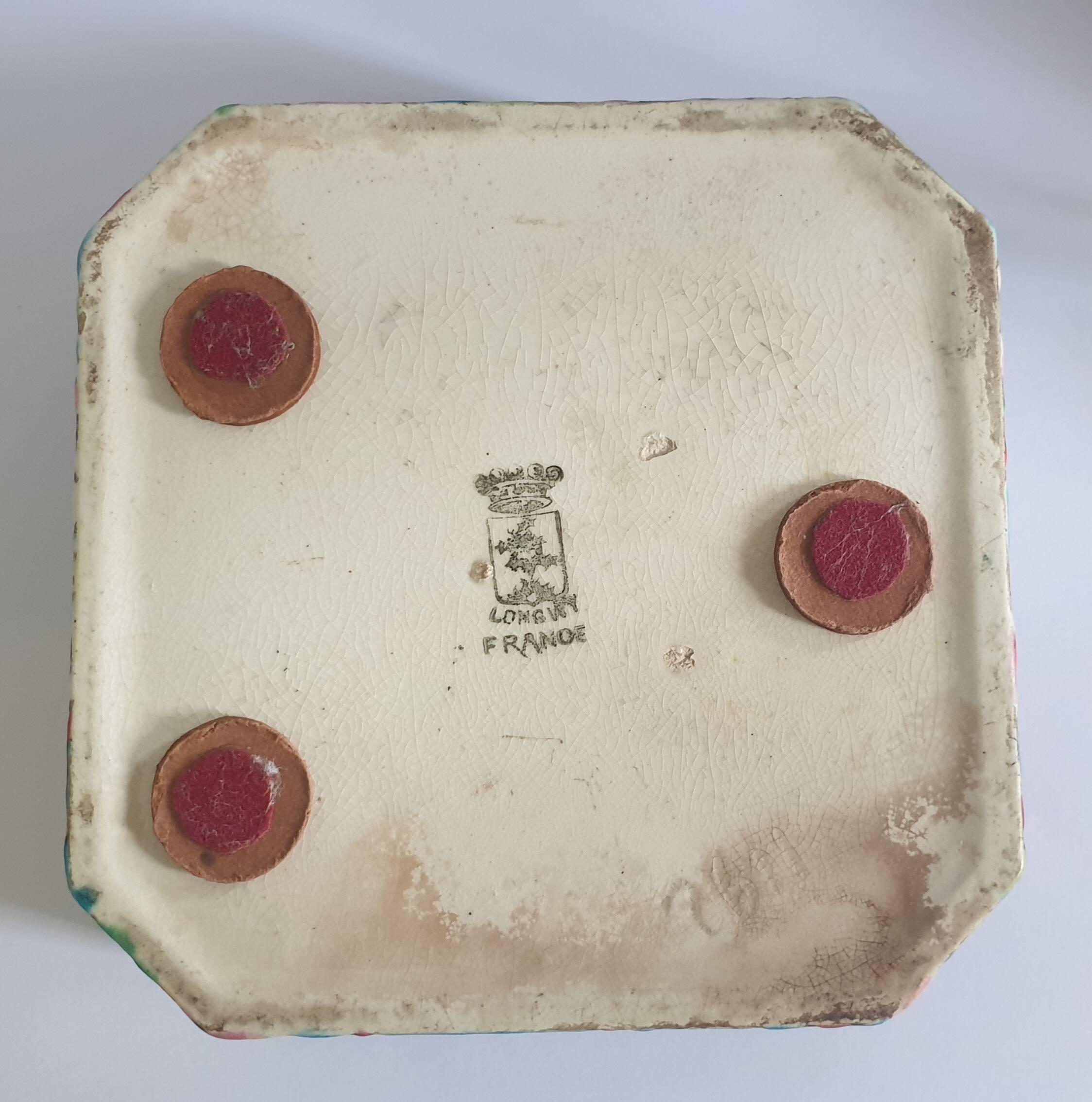 Longwy Enamels Cut Corner Bonbonnière Box with Floral Decoration