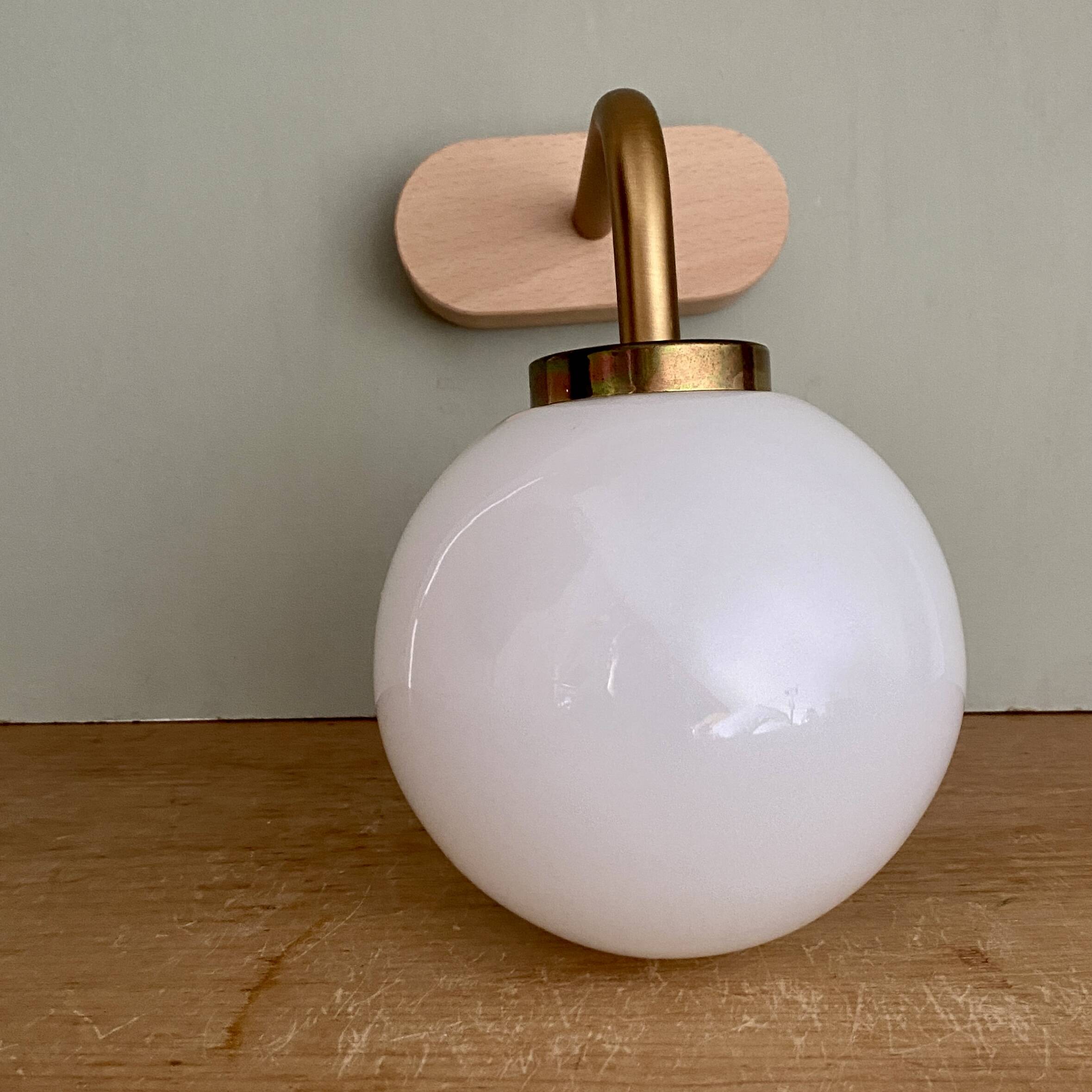 Vintage globe wall lamp in white opaline