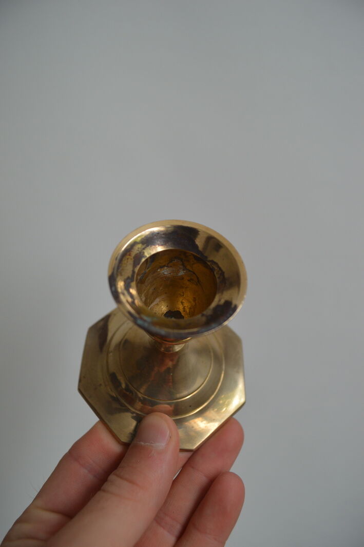 Pair of brass candle holders