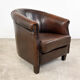 Vintage dark brown sheep leather clubchair rijsbergen