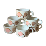 Six Salins stoneware coffee cups 1970