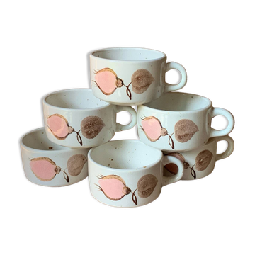 6 tasses à café en grès Salins, 1970