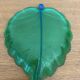 Set of 7 Vintage Green Leaf Shape Blown Glass Coupe Plates #C053