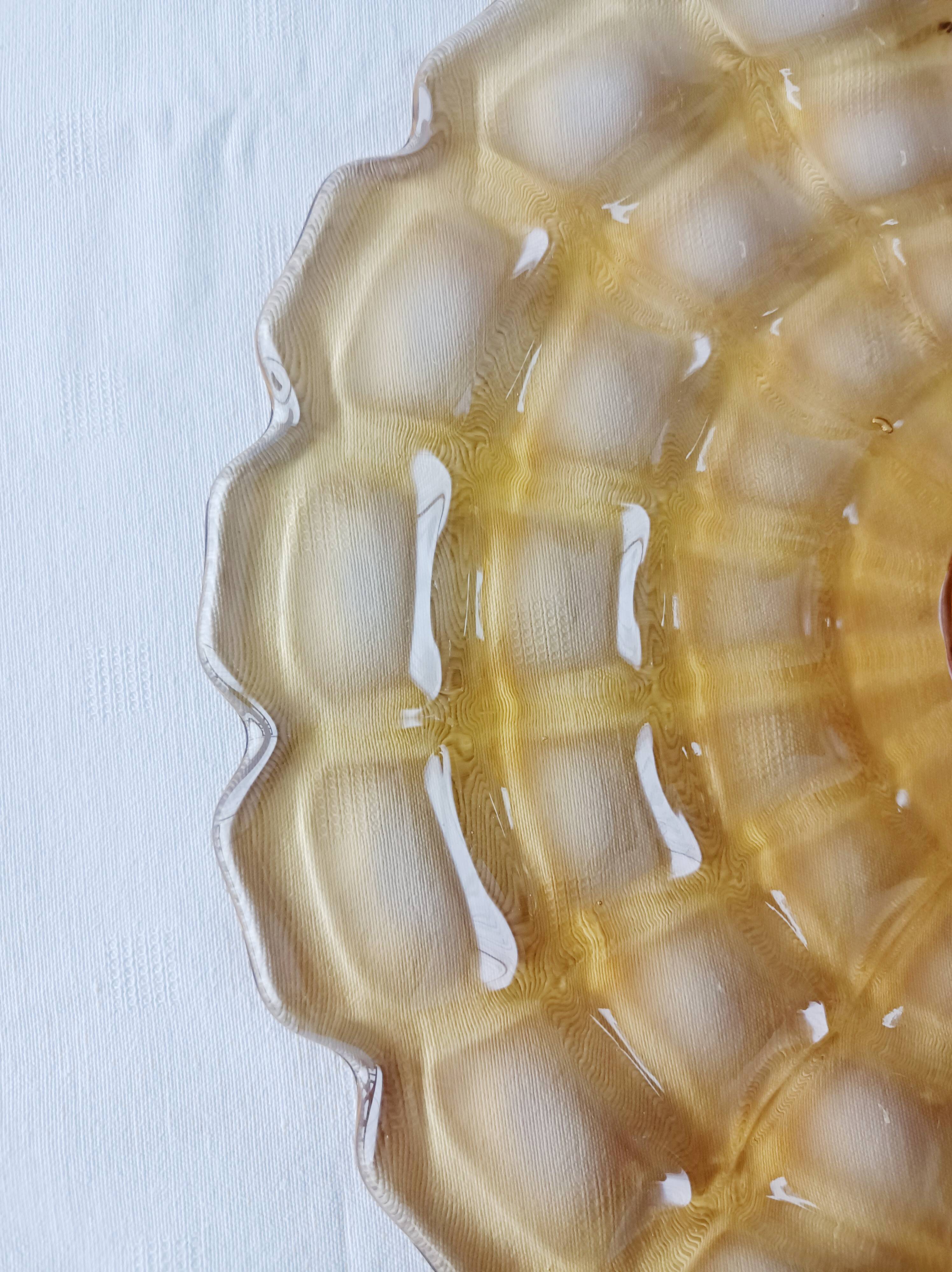 Cake stand, glass pedestal plate Bernsdorf depression style