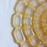 Cake stand, glass pedestal plate Bernsdorf depression style