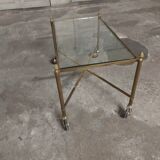 Rolling coffee table in vintage gilded bronze
