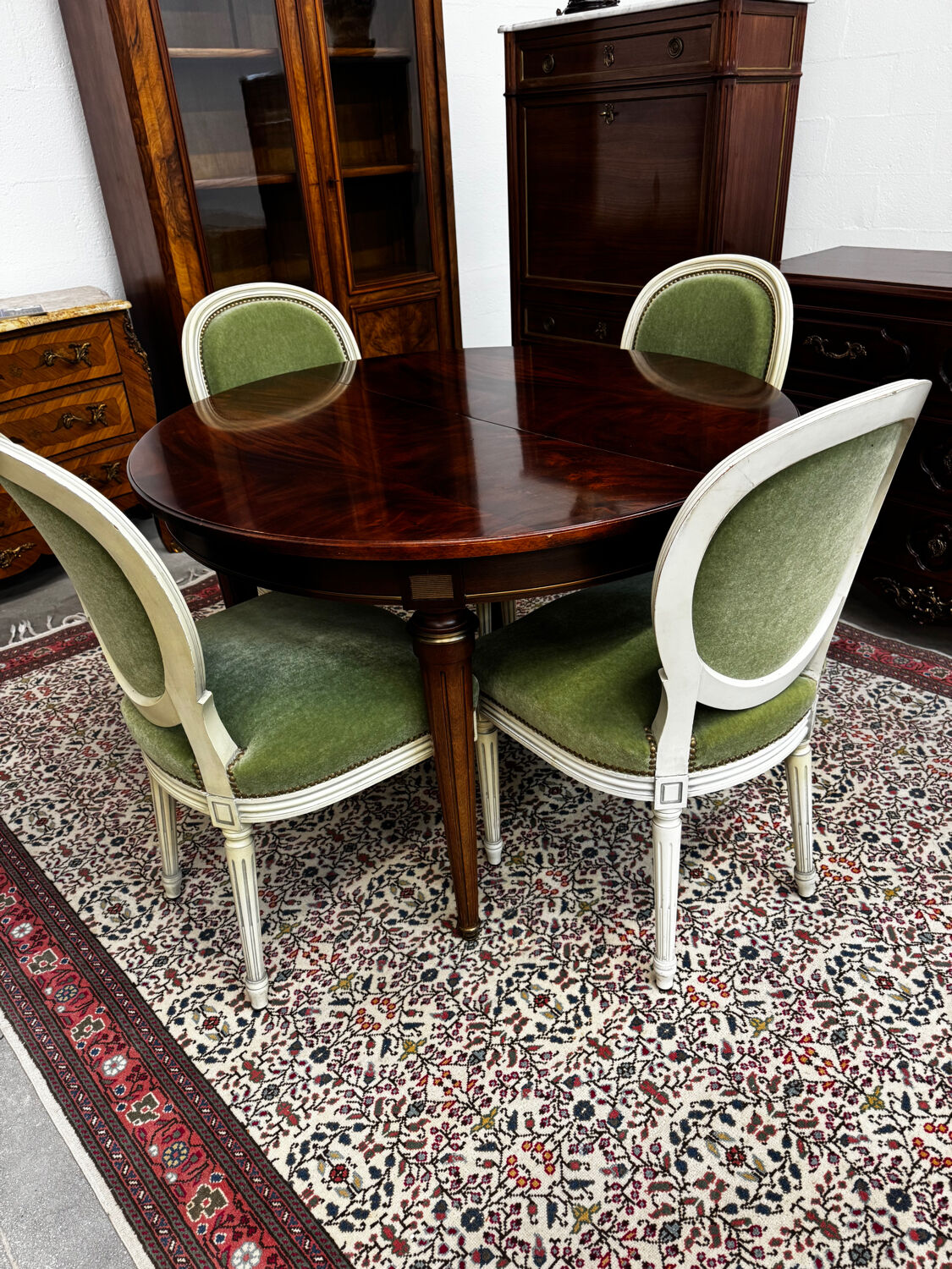4 studded Louis XVI medallion chairs