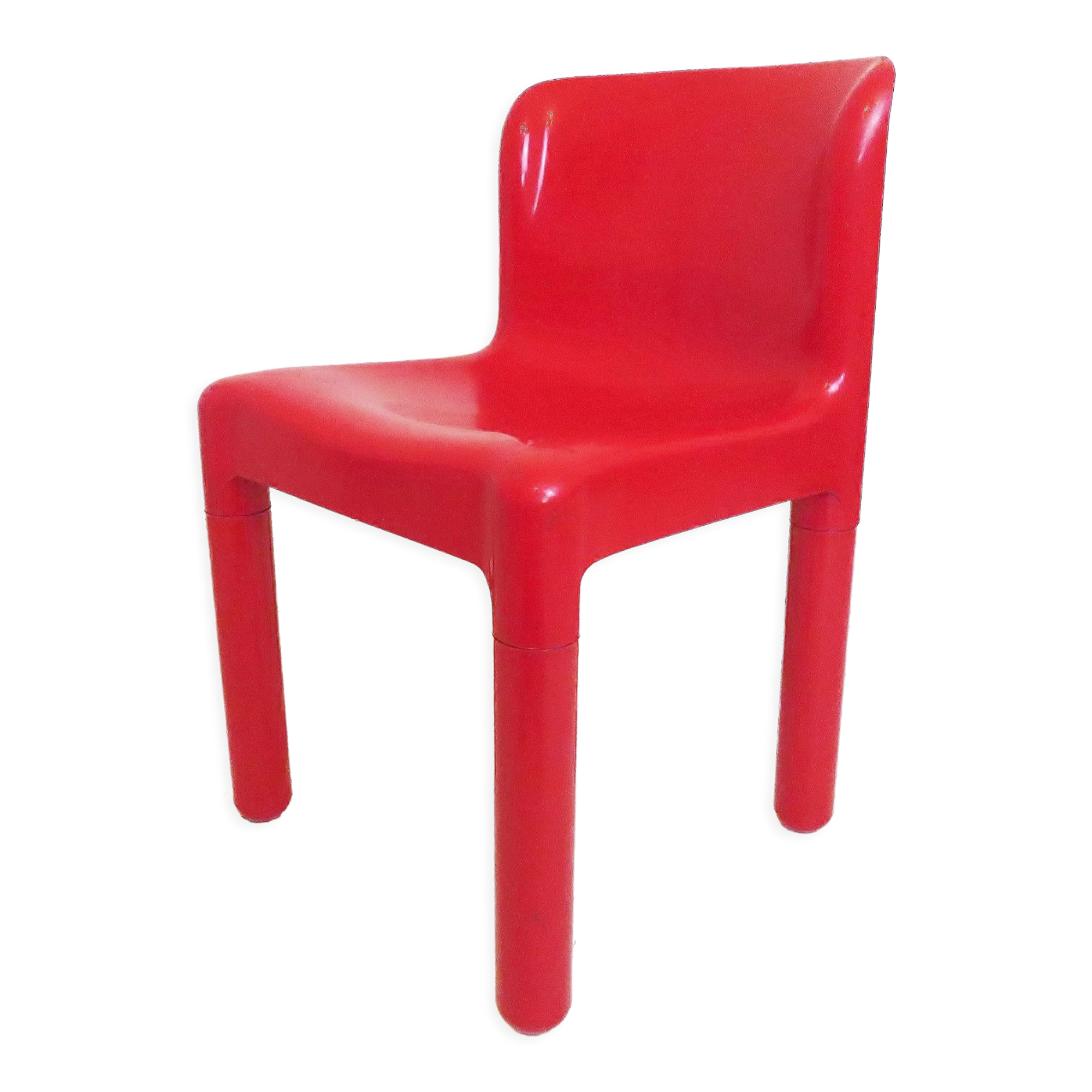 Vintage Italian Red Plastic Chair By Carlo Bartoli For Kartell Italy