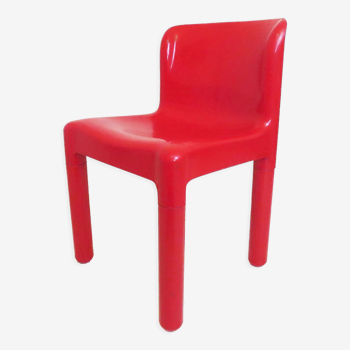 Vintage Italian Red Plastic Chair By Carlo Bartoli For Kartell Italy