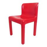 Vintage Italian Red Plastic Chair By Carlo Bartoli For Kartell Italy