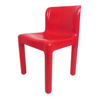 Vintage Italian Red Plastic Chair By Carlo Bartoli For Kartell Italy