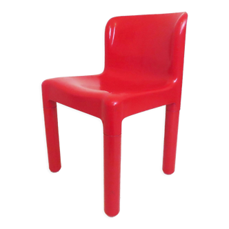 Chaise en plastique rouge italienne vintage par Carlo Bartoli pour Kartell Italie
