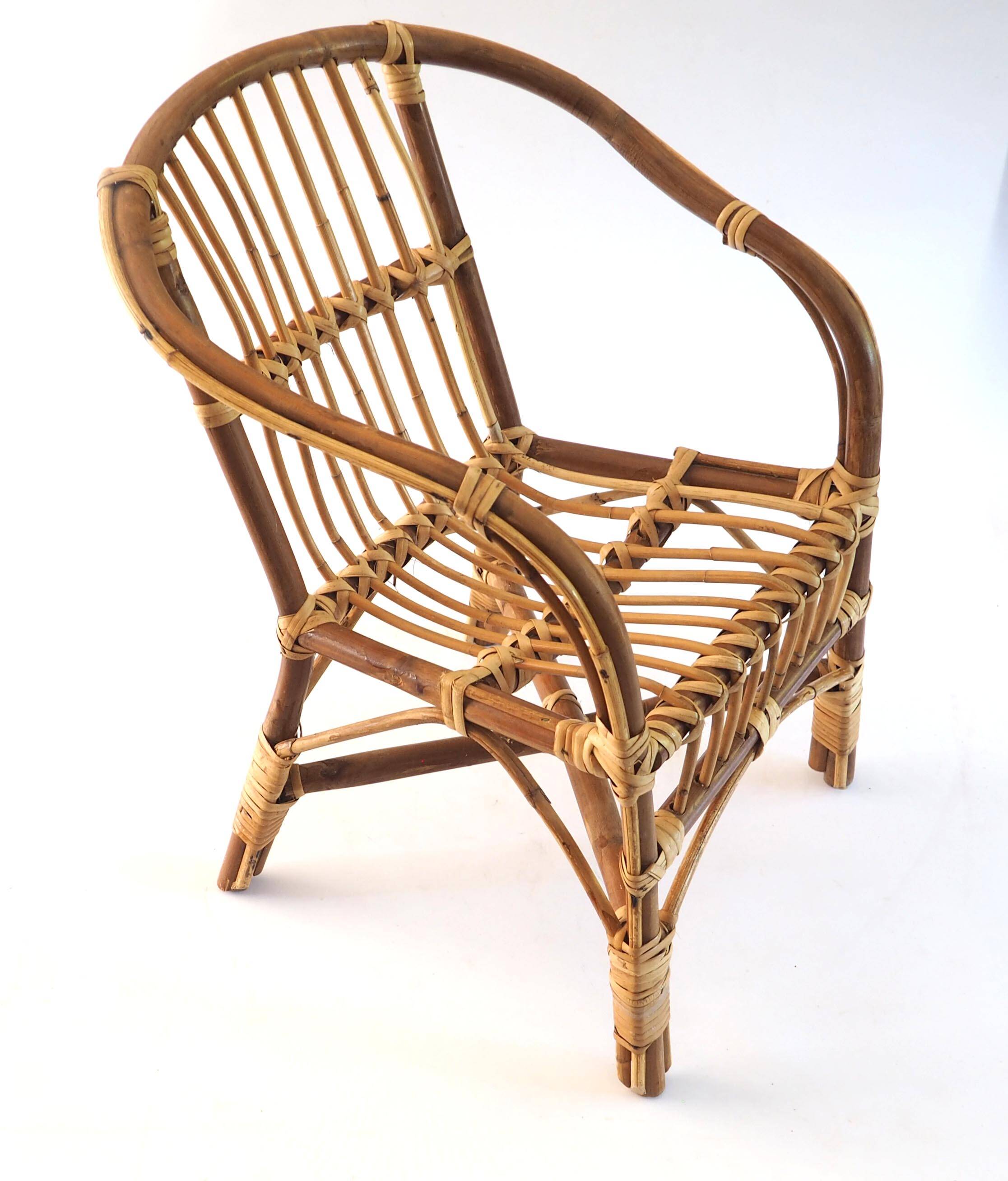 Two-tone rattan children's armchair