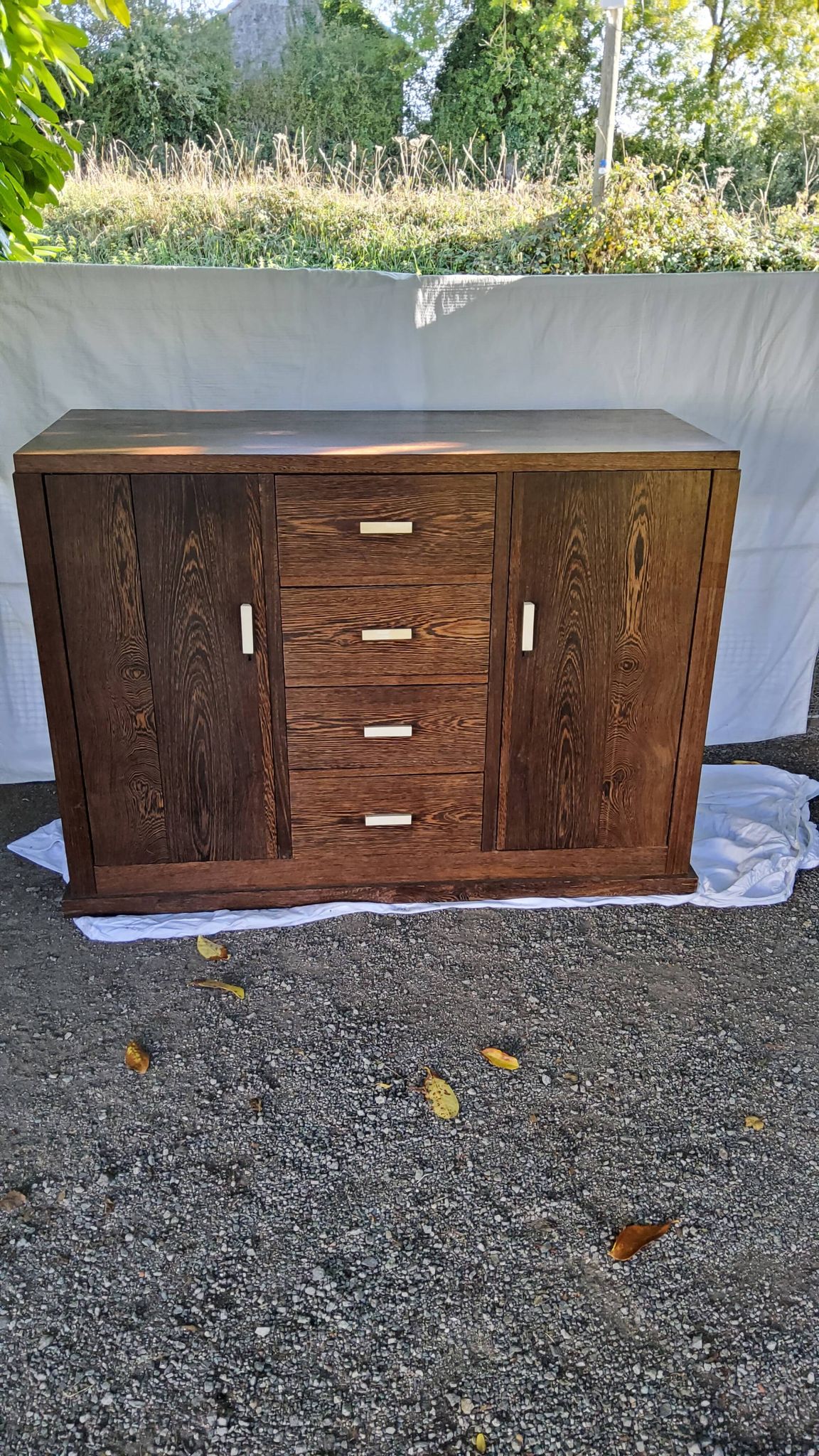 Art Deco style sideboard in palm wood