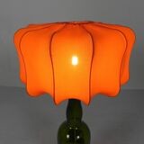 Wine bottle table lamp with fabric shade, 1970s