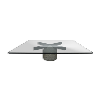 80s glass and bubbly concrete table