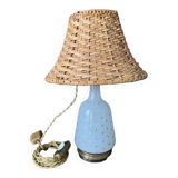Napoleon III starry opaline lamp and rattan lampshade