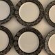6 black and white dessert plates Scraffito, Habitat Japan, 1970